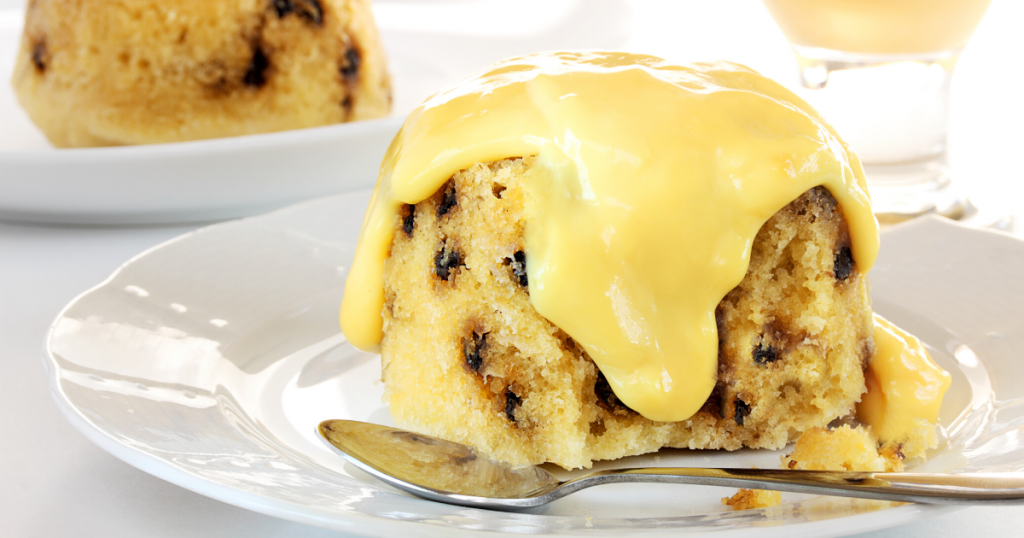 spotted dick pudding with custard