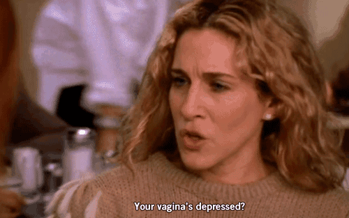 Carrie questions Charlotte's depressed vagina.