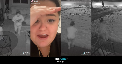 A woman reacts to hilarious footage of her sleepwalking on TikTok